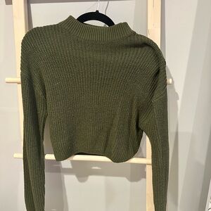 H&M Olive Green Cowl Neck Cropped Sweater SALE, EVERYTHING MUST GO!